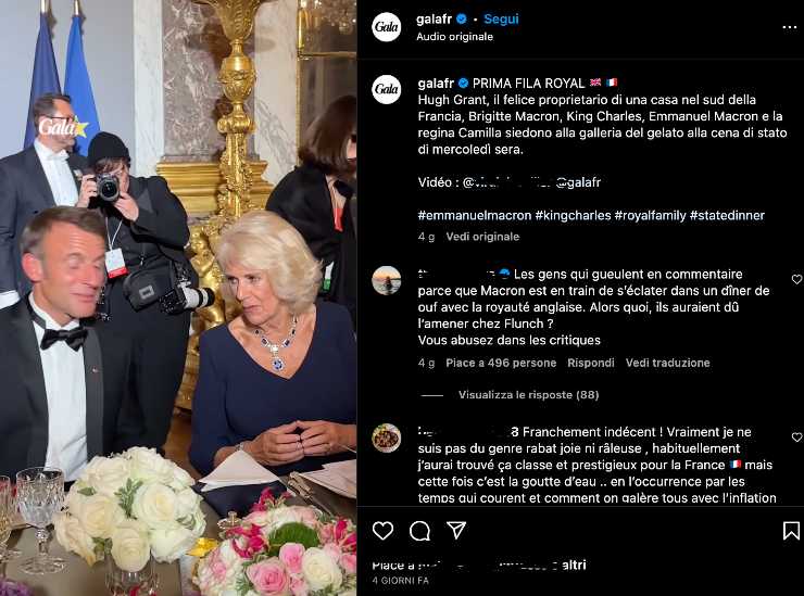 la cena di gala a Versailles